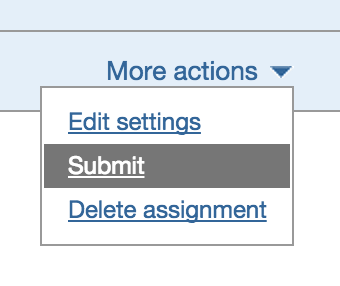 Screenshot of submit options in more actions in drop down menu